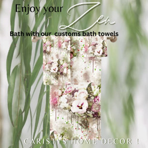 Pink Rose Florals Bath Towel Set
