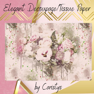 Pink Rose Florals  Decoupage Tissue Paper