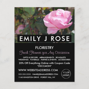 Pink Rose, Florist, Floristry Advertising Flyer