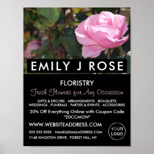 Pink Rose, Florist, Floristry Advertising Poster