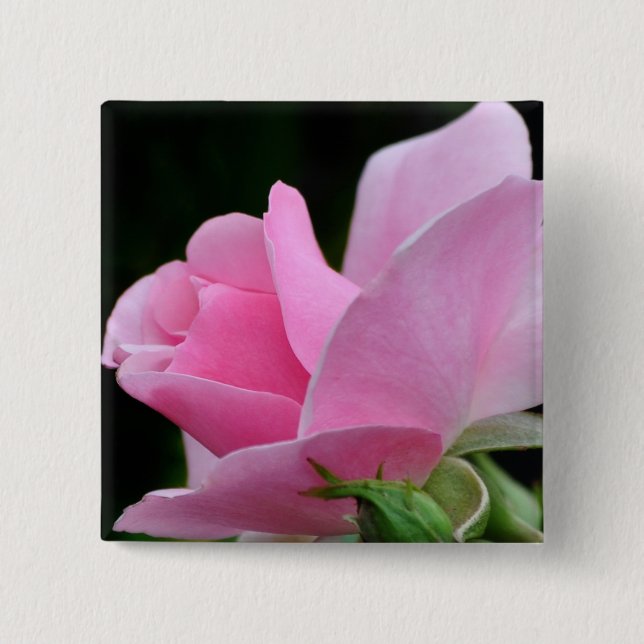 Pink Rose Flower 15 Cm Square Badge (Front)