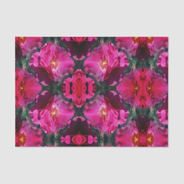 Pink Rose Flower Abstract Decoupage Tissue Paper (Front)