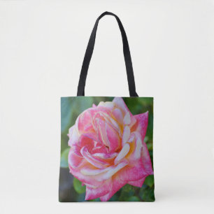 Pink Rose Flower and Pattern Tote
