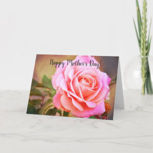 Pink Rose Flower Art Mother's Day Card