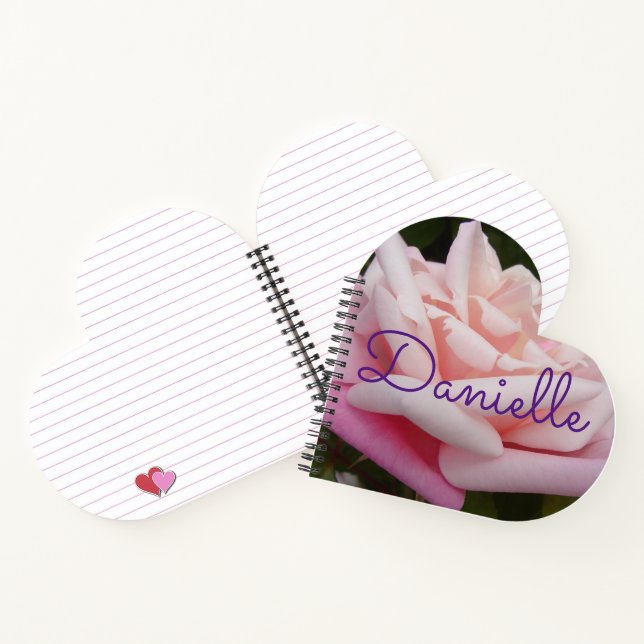 Pink Rose Flower Beautful Garden Floral Girls Name Notebook (Inside)