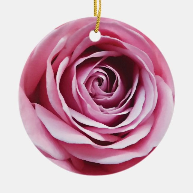Pink rose flower ceramic ornament (Front)