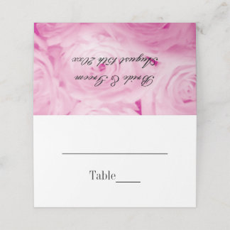 Pink rose flower custom wedding table place cards