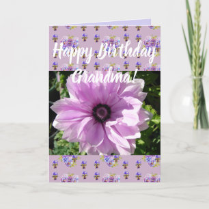 Pink Rose Flower Floral Birthday Grandma art Card