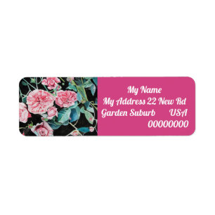 Pink Rose Flower Floral Return Address Labels