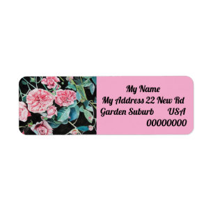 Pink Rose Flower Floral Return Address Labels