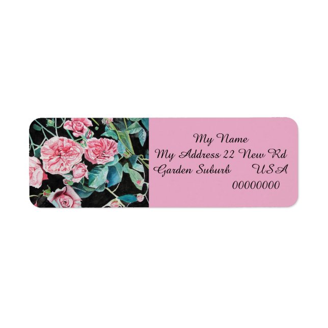 Pink Rose Flower Floral Return Address Labels (Front)