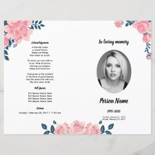 PINK ROSE FLOWER   Funeral Program Template