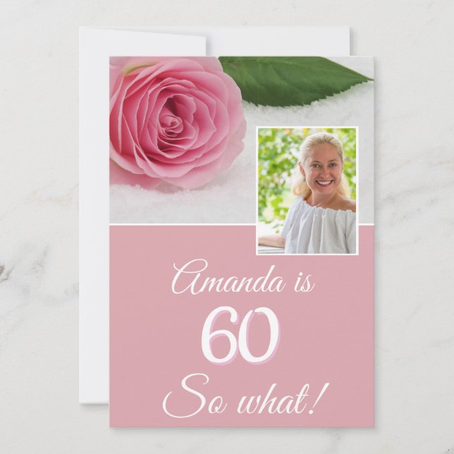 Pink Rose Flower Funny Photo Floral 60th Birthday  (Front)