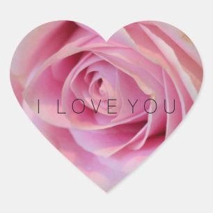 Pink Rose Flower   Heart Sticker