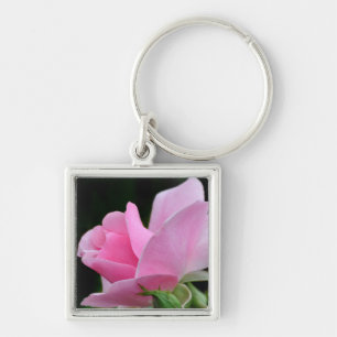 Pink Rose Flower Key Ring