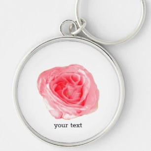 Pink Rose Flower Key Ring