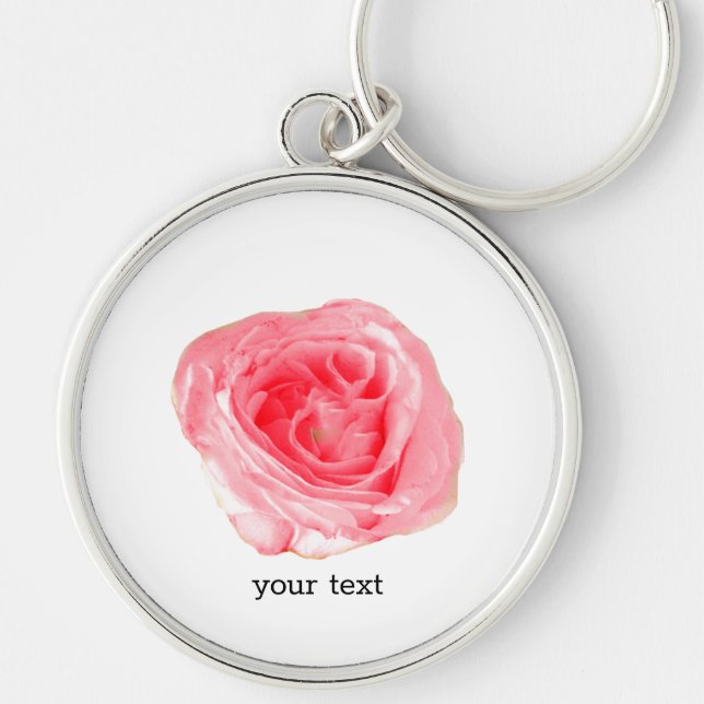 Pink Rose Flower Key Ring (Front)