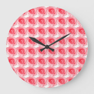 Pink Rose Flower Large Clock