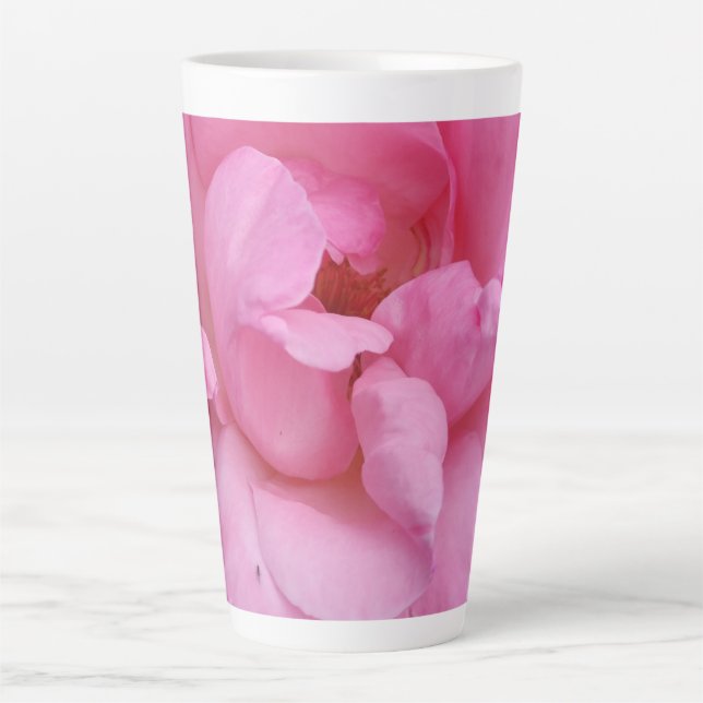 Pink rose flower latte mug (Front)
