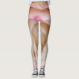 Pink rose flower leggings