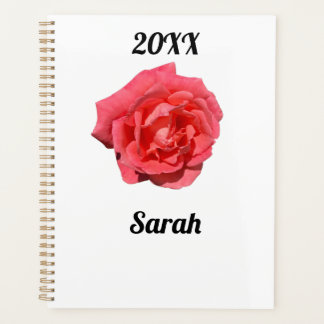 Pink Rose Flower On White Minimalist Custom Planner