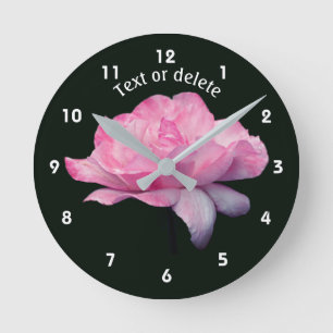 Pink Rose Flower Personalized Round Clock