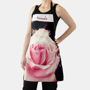 Pink Rose Flower Photo Best Grandma Script Apron