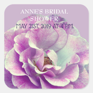 Pink Rose Flower Photo Sticker Bridal Shower