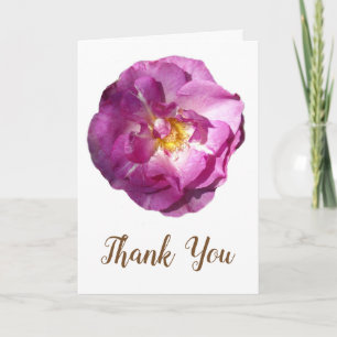Pink Rose Flower Photo Thank You Wedding Card