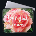 Pink Rose Flower Photography Love You Mum Script  Laptop Sleeve<br><div class="desc">Being a mum is one of the most important jobs in the world. Show that you care with this stunningly unique pink rose photography neoprene laptop sleeve. This laptop sleeve comes in three sizes: 15", 13", and 10”. Lasts much longer than a dozen roses! You can easily personalise this neoprene...</div>