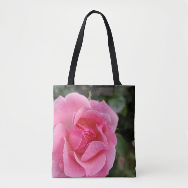 Pink rose flower tote bag (Front)