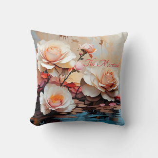 Pink rose flower wall clock cushion