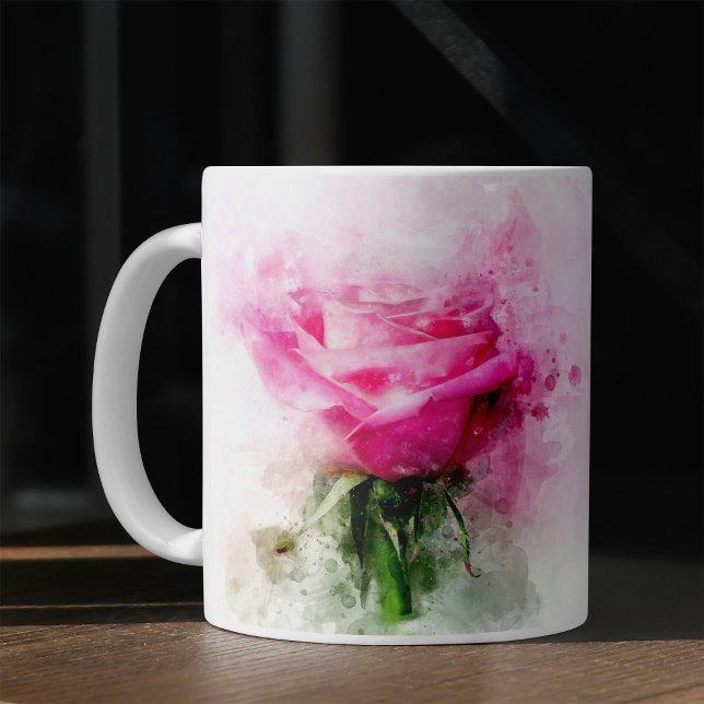 Pink Rose flower watercolor - wb Coffee Mug (Creator Uploaded)