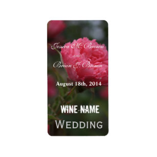 pink rose flower wedding wine labels. label