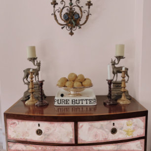 Pink Rose Flowers Bee Gold Flush Floral Decoupage Tissue Paper