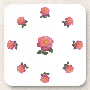 Pink Rose Flowers Coaster