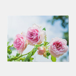 Pink rose flowers doormat