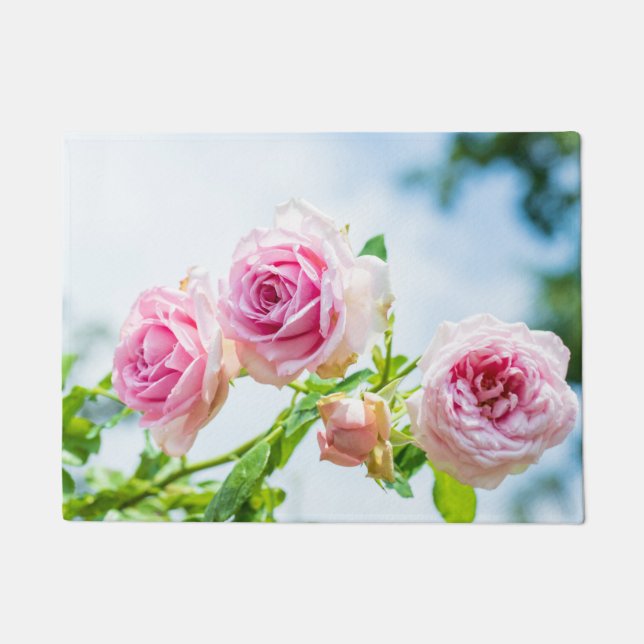 Pink rose flowers doormat (Front)