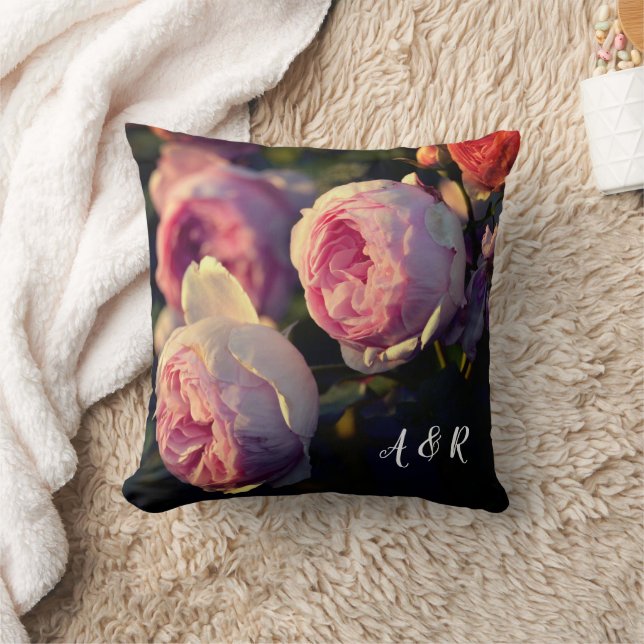 Pink Rose Flowers From the Garden Anniversary Cushion (Blanket)