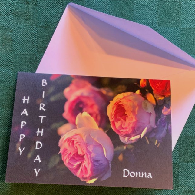 Pink Rose Flowers From the Garden Birthday Card (Creator Uploaded)