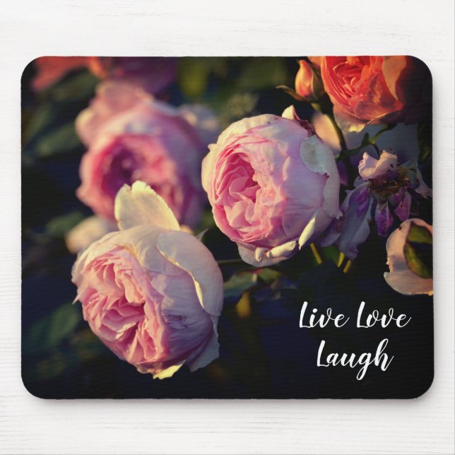 Pink Rose Flowers From the Garden Mouse Pad (Front)