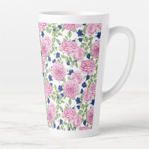 Pink Rose Flowers Pattern Latte Mug