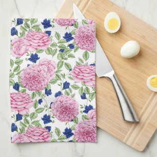 Pink Rose Flowers Pattern Tea Towel