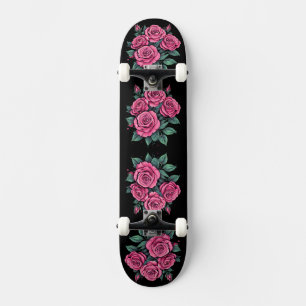 Pink Rose Flowers Skateboard