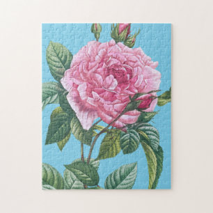 Pink Rose Flowers with Green Leaves Jigsaw Puzzle