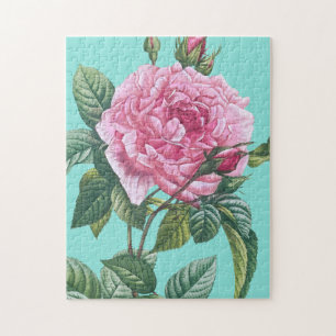 Pink Rose Flowers with Green Leaves Jigsaw Puzzle