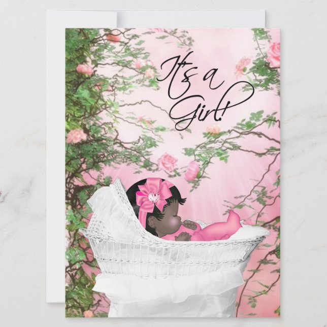 Pink Rose Garden Baby Girl Shower Invitations (Front)