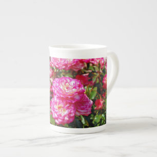 Pink rose garden bone china mug
