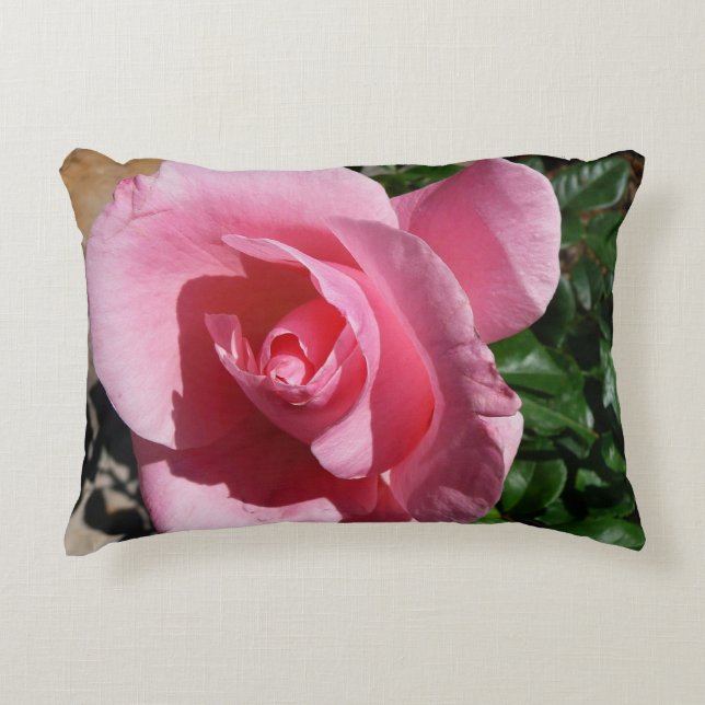 Pink Rose Garden Floral Decorative Cushion (Front)