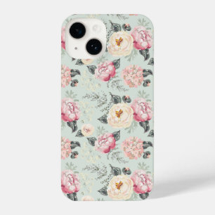 Pink Rose Garden Flower Pattern iPhone 14 Case